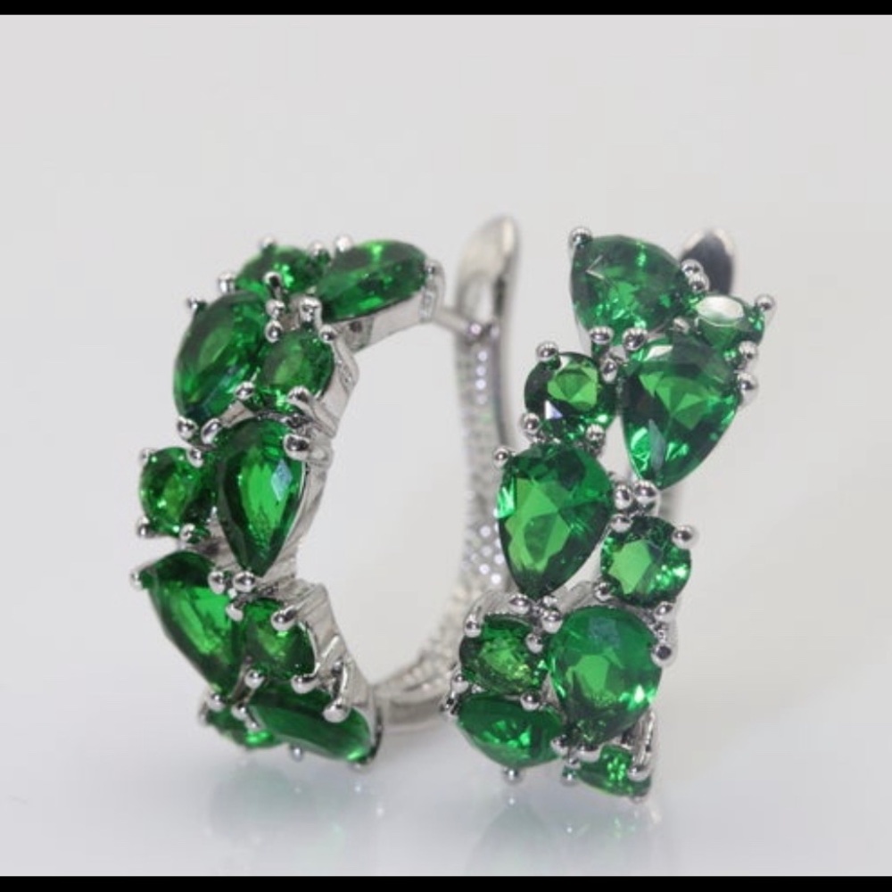 Italian Emerald Zircon Hoola Earrings